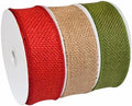 Morex Natural Burlap Wired Ribbon for Decorations, Holidays, Parties, Home and Outdoor Decor, 1.5" x 30 Yd, Natural/Green/Red by MorexRibbon