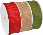 Morex Natural Burlap Wired Ribbon for Decorations, Holidays, Parties, Home and Outdoor Decor, 1.5" x 30 Yd, Natural/Green/Red by MorexRibbon