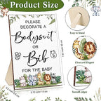 Roowest 35 Pcs Baby Shower Bibs Game with Bib Bodysuit Marker, Jungle - Image 2