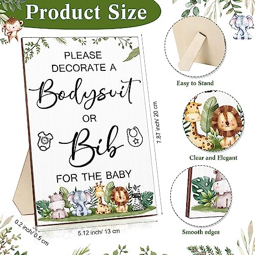 Roowest 35 Pcs Baby Shower Bibs Game with Bib Bodysuit Marker, Jungle - Image 2