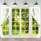 10x7ft Spring Backdrop Window Scenery Green Forest Photography Background Jungle Trees Sunshine Nature Landscape Wedding Banner Decorations Girl Woman Birthday Portrait Photo Booth Prop by ASDCXZ