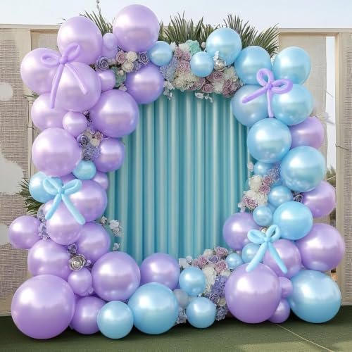 Purple Blue Balloons Double Stuffed Pearl Pastel Purple White Balloon Arch Kit With Long Balloons for Gender Reveal Baby Shower Birthday Wedding Bridal Party Decorations - Image 4