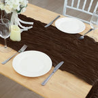 8 Pack Brown Cheesecloth Table Runner 120 Inch Boho Wedding Decor - Image 7