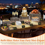 8 Pcs Clear Acrylic Buffet Risers with Mini Sign and Maker,Buffet Risers and Stands Clear Food Display Risers for Buffet Table Party Catering Dessert Cupcake Collectibles (8" 7" 6" 5" 5" 4" 4" 3") - Image 2