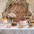 10x10ft Wedding Backdrop Rustic Floral Flower Wooden Wall Backdrop Bridal Baby Shower Ceremony Photography Background Shabby Chic Countryside Western Anniversary Wedding Party Birthday Photo Prop - Image 5