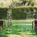 8.53Ft White Metal Wedding Arch Backdrop Stand with Base, Balloon Arch Stand Gold Backdrop Stand for Wedding Ceremony Bridal Baby Shower Photo Booth Party Decor (3-Layer White Wedding Arch) by Unknown