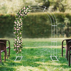 8.53Ft White Metal Wedding Arch Backdrop Stand with Base, Balloon Arch Stand Gold Backdrop Stand for Wedding Ceremony Bridal Baby Shower Photo Booth Party Decor (3-Layer White Wedding Arch) by Unknown