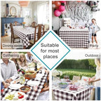 Hiasan Checkered Tablecloth Rectangle 52 x 70 Inch, Coffee and White - Image 4