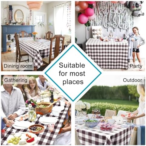 Hiasan Checkered Tablecloth Rectangle 52 x 70 Inch, Coffee and White - Image 4