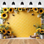 Yellow Sunflower Honey Photography Background Sweet Bee Backdrop Bee Theme Princess Girl Birthday Party Decoration Suitable for Home Decoration Spring Party Baby Shower Banner(B, 9x6feet) - Image 2