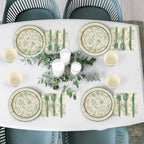 Kochorie 400 Pieces Sage Green Disposable Tableware Sets, Green and White Flower Party Supplies Set with Plates Cups Napkins Cutlery Serves 50 for Wedding Birthday Bridal Shower Party Decorations - Image 5
