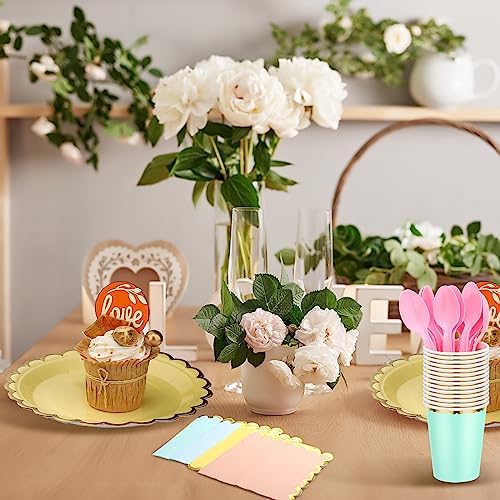 Yaomiao 336 Pcs 48 Guests Pastel Party Plate Set Supplies, Classic - Image 5