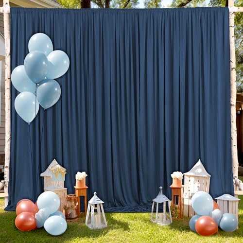 30x10ft Navy Blue Backdrop Curtain for Wedding Parties Wrinkle Free Fabric Navy Blue Drapes Backdrop Decoration for Baby Shower Birthday Photography Decoration 6 Panels, 5ft x 10ft - Image 3