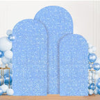 MODFUNS Sequin Arch Covers Baby Blue Arch Cover Set of 3 Wedding Arch Cover 6ft 6.6ft 7.2ft Glitter Spandex Arch Cover Balloon Arch Stand Cover Round Top Arch Backdrop Cover for Baby Bridal Shower - Image 2