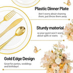 GATHER 350PCS Clear Plastic Plates with Gold Rim for Wedding and Party - Image 4