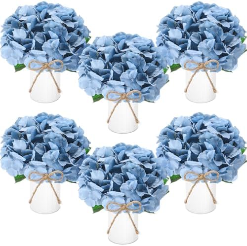 Mimorou 6 Set Floral Table Centerpiece Fake Hydrangea Decor, Dusty Blue by Mimorou