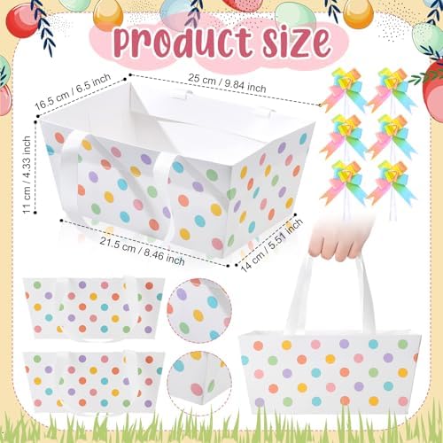 Funnymoom 24 Sets Gift Basket Boxes with Handle Clear Bags and Bows for Birthday Wedding Baby Shower Tea Party Favor Packaging 9.8x6.5 in - Image 3