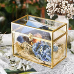 Okllen Glass Wedding Card Box with Lock and Slot, Gold Rim Envelop Box Gift Holder, Vintage Clear Card Box for Wedding Reception, Baby Shower, Birthday, Graduation (Glass Box and Lock Only) - Image 6