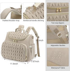 Small Diaper Bag Backpack Quilted Mini Baby Crossbody Diaper Bag Tote for Mom and Baby Girls Boys (Beige) - Image 6