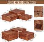 6 Pack Buffet Risers and Stands, Wood Risers for Buffet Table, Party Decor - Image 2