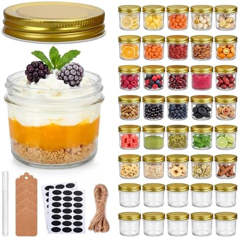 QAPPDA 4oz Glass Jars With Gold Lids,Mini Mason Jars Canning Jars by QAPPDA
