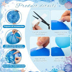 208 Pcs Under the Sea Birthday Party Mermaid Decorations Set 6 Hanging Jellyfish Paper Lanterns 200 Blue Balloon 2 Iridescent Circle Garland for Ocean Beach Party Baby Shower Classroom - Image 3