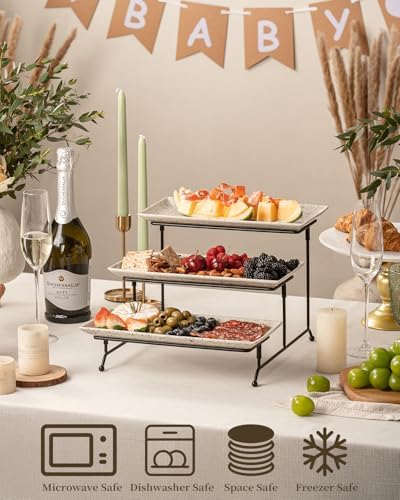 LAUCHUH 3 Tier Serving Tray, Porcelain Serving Platters and Trays for Party - Image 3