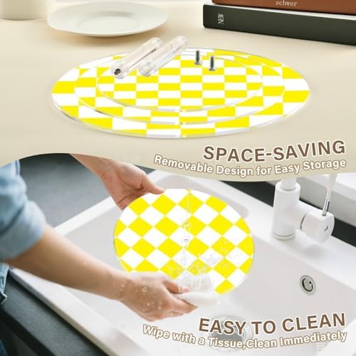 J JOYSAY Chess Checkerboard Yellow White Print Acrylic Cupcake Stand 3 Tier Dessert Table Display Set Clear Cake Stands for Wedding Baby Shower Party Decorations Easy Assembly Pastry Tower - Image 4