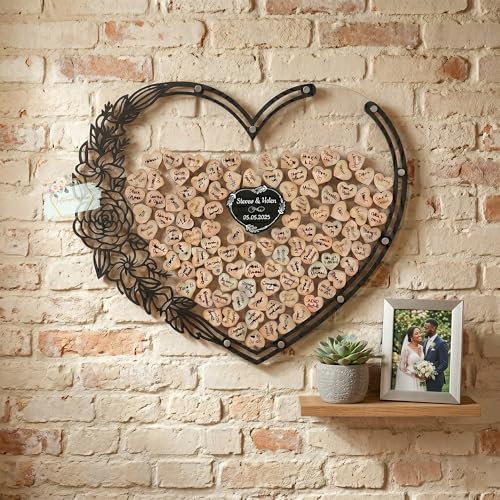 Personalized Wooden Heart Wedding Guest Book Alternative Drop Box Sign - Image 5