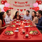 Tinybee 352 Pcs Red Plastic Plates, Disposable Dinnerware Set for 50 - Image 3