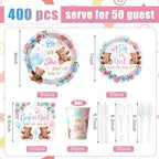 Pickmesh 400 Pcs Bear Gender Reveal Party Supplies Plates Napkins Serve 50 - Image 2