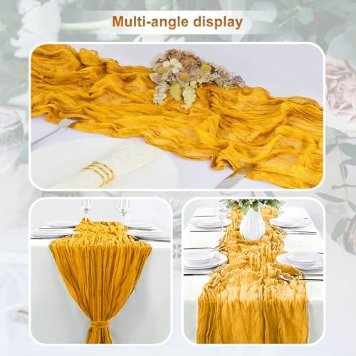 10 Pack Gold Cheesecloth Table Runner 35x120 Inch 10Ft Rustic Gauze Cheese Cloth Table Runner Sheer Cheesecloth Table Runners for Wedding Party Bridal Shower Decoration - Image 5