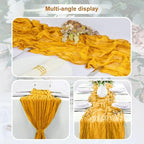 6 Pack Gold Cheesecloth Table Runner 35x120 Inch 10Ft Rustic Gauze Cheese Cloth Table Runner Sheer Cheesecloth Table Runners for Wedding Party Bridal Shower Decoration - Image 5