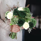 100 Pcs Artificial Rose Flowers, Gradient Green - Image 5