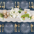 COLOSUS 60PCS Clear Plastic Plates, Fancy Beaded Plastic Plates for Wedding - Image 5