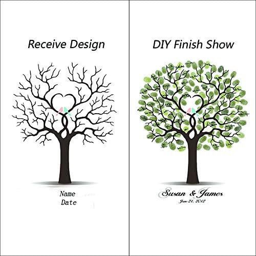 Personalize Wedding Guest Book with Ink Pads Creative Wedding Tree Fingerprint Signature Canvas Painting for Guests Sign-in Unique Gifts for Anniversary -80x120cm - Image 3