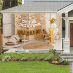 Drgilau 12X10ft Happy 1st Birthday Backdrop for Boy, Brown Balloon Birthday Background Cute Birthday Photography Background Banner, Girls Boys Birthday Party Background Decoration Photo Studio Prop - Image 5