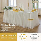 Ivory Tulle Tablecloth for 6 Ft Rectangle Tables 6-Pack, Ideal for Weddings - Image 4
