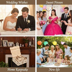 61 Pcs Butterfly Guest Book Alternative, Rustic Drop Wooden Signs for Wedding, Quinceañera, Parties, 60 Small Wooden Butterflies with Box, Unique Celebration Decor - Image 3
