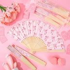 JarThenaAMCS 24 Set Pink Bow Folding Hand Fan with Thank You Tags Organza Bags Coquette Bow Paper Fans Decorative Handheld Fans for Birthday Bachelorette Bride Shower Party Favors - Image 4