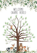 Alternative Baby Shower Guest Book – Customizable Woodland Tree with Animals Canvas Poster for Thumbprint Styled Birthday Gender Reveal Baby Showers Reception - 14x20 Inches by Unknown