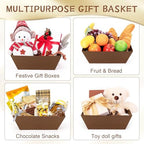 10PACK Brown Baskets For Gifts Empty, 10 x 8” Thick Gift Basket with 10 Clear Bags and Pull Bows, Cardboard Gifts Baskets Trays with Handles for Christmas, Thanksgiving, Wedding, Birthday - Brown - Image 6
