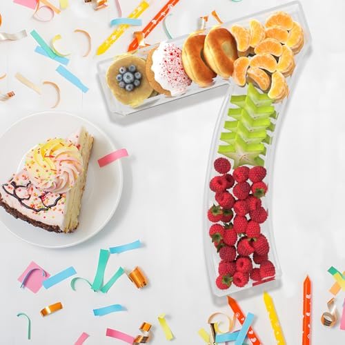 13.8" Extra Large Acrylic Number Charcuterie Board Box, Reusable Fillable Number Cake Candy Dish Display Serving Tray for Birthday Anniversary Party Decoration (7) - Image 4