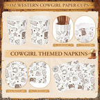 Honeydak 210 Pcs Western Cowboy Party Supplies for 30 Guests Single Western Cowgirl Birthday Plates Napkins Cup and Forks Tableware for First Rodeo Birthday Decorations - Image 5