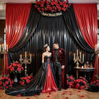Black Satin Backdrop Curtains 4 Panels - Glitter Photo Drapes for Baby Shower, 20x10FT Shimmer Back Drop Cloth, Wrinkle Free for Birthday Party Prom Wedding Photoshoot Background - Image 6