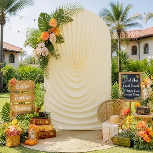 7.2FT Beige Arch Cover - Stretchy Fitted Arch Backdrop Cover for Round Top Chiara Backdrop Stand for Wedding Baby Shower Birthday Party Bridal Shower Decorations by Unknown