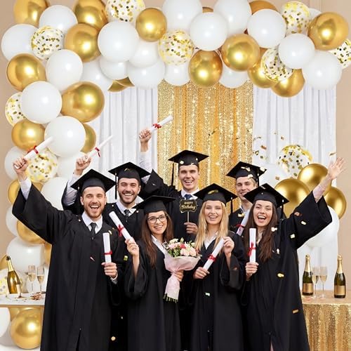 SmoothNovelty 137 Pcs White Gold Sequin Curtains Balloon Garland Kit - Image 3