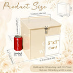 Light Beige Wedding Card Box with Lock, Acrylic Card Box for Birthday Party - Image 2
