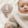 Balloon Baby Monthly Milestone Marker Signs, Photo Prop for Photoshoot | Stuffed Plush Balloon, Tassel, Pompom | Birth Announcement, Gender Neutral Baby Shower, Newborn Gift Set (Dusty Pink) by BYMARUE