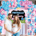 Football Gender Reveal Decorations, Baby Boy or Girl Gender Reveal Party Decor, Football or Pom Poms Backdrop Balloon Banner Tablecloth Cake Topper Box Sash for Touchdown Cheerleader Supplies - Image 6